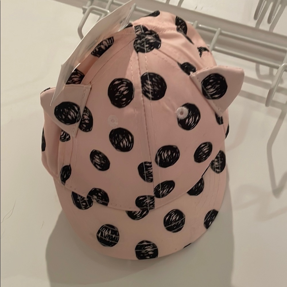 BNWT H&M Pink and Black Polka Dot Hat 👵MT